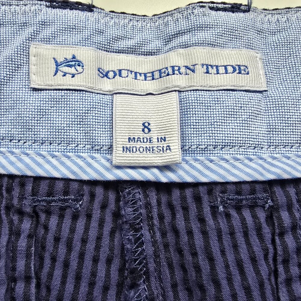 NWT Southern Tide “Leah” 3″ Seersucker Shorts – Boat Blue – Size 8 - Picture 4 of 4